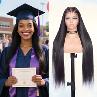 Perruque en cheveux humains bruts indiens, ultra-lisse, 13x6 HD, Full Lace Front, sans colle, vente en gros, nœuds blanchis