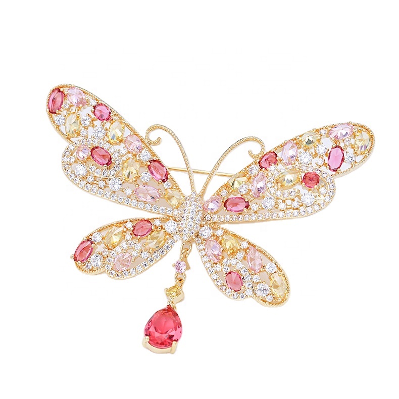 XILIANGFEIZI Best selling Korean Fashion Zircon Pin Women Cute Jewelry Insect Corsage Butterfly Brooches