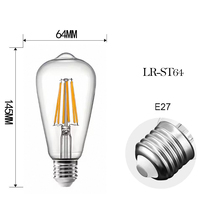 Bombilla LED de Doble Capa con Forma Retro, Base E27, Alimentación por CA, para Uso en Hoteles, con Atenuador, Certificación CE, CRI 80, 8W, 2700K/3500K, 30000, 85