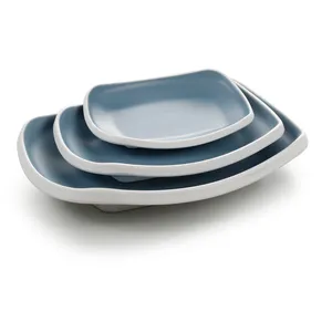 Custom design blue and white restaurant melamine dinnerset