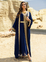 Moyen-Orient mode musulmane 2 pièces Abaya ensemble Robe turque Robe de soirée islamique longue Dubaï Abaya avec dentelle dorée