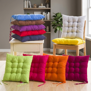 Cojín Cuadrado Tejido Ecológico y Ligero para Silla, Funda de Poliéster, Relleno de Algodón, Acolchado Personalizable con Lazos - Product Image 4