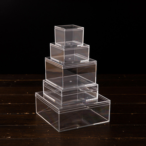 Ensemble de boîtes de rangement transparentes en acrylique DSF87, organiseurs carrés transparents pour la maison et le bureau, boîte cube en acrylique - Product Image 5