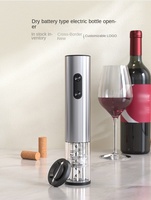 Ouvre-bouteille électrique automatique en acier inoxydable créatif, logo personnalisable, alimenté par piles