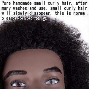 Tête <span class=keywords><strong>de</strong></span> mannequin <span class=keywords><strong>africain</strong></span> <span class=keywords><strong>de</strong></span> 6 pouces avec barbe, cheveux humains 100% bouclés afro pour la formation des barbiers et la pratique du tressage <span class=keywords><strong>de</strong></span> coiffures - Product Image 4