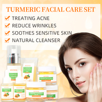 Coffret de Soins Visage au Curcuma Marque Blanche Anti-Acné Anti-Taches Blanchissant Savon Sérum Gommage Crème Nettoyant Facial Kit Soins de la Peau