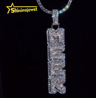 Pendentif Moissanite de Rappeur VVS Totalement Givré en Argent 925, Testeur de Diamant, Certificat GRA, Pendentif Hip Hop Personnalisé Lettre Nom