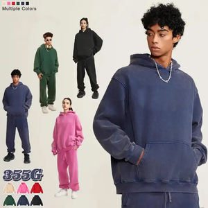 BEW0169 Sweat à capuche brodé Y2K vintage délavé à l'acide, coupe régulière, col zippé, 355 GSM, personnalisé, vente en gros - Product Image 2