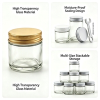 Botol Kaca Bening Berkualitas Tinggi 1oz dengan Tutup Aluminium Putih Kedap Udara & Anti Bocor, Dapat Digunakan Kembali untuk Krim Perawatan Kulit & Bedak Tabur