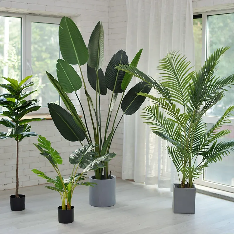 Крытый, почти натуральный каучук, листья монстеры, пластиковые фигурные листья, бонсай, искусственное пальмовое дерево, растение для продажи