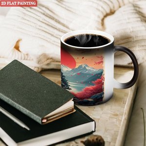 Blank Mug Frosted Black 11oz Ceramic Heat Color Changing <b>Magic</b> <b>Cup</b> 2D Flat Painting Design - Product Image 3