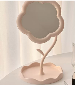 Espejo de Maquillaje de Escritorio de Plástico con Forma de Flor, Colores Variados, Creativo, Inspirado en Diseños Famosos, Estético, para Dormitorio, Venta al por Mayor - Product Image 3