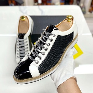 Leather shoes, men's shoes, party leather shoes in black and white color, casual style, pointed <b>toe</b>, handmade - Product Image 4