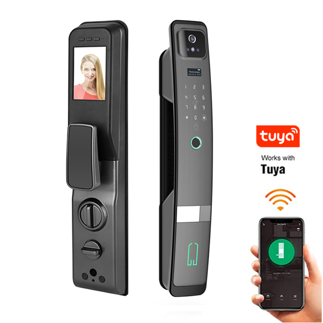Factory Price Fully Automatic 3D Face Recognition Tuya Wifi Smart Door Lock with Camera