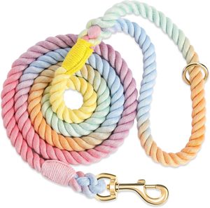 สายจูงสุนัขแบบเชือกถักมือ สีชมพูและสีม่วง สำหรับสุนัขขนาดกลางและขนาดใหญ่ วันวาเลนไทน์ - Product Image 1