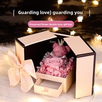 Coffret Cadeau Rose Haut de Gamme Double Porte pour Bijoux Fleur Éternelle Cadeau Nouveauté Saint-Valentin