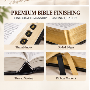 Maßgefertigte Große Heilige Bibel Buchdruckerei Ledergebundene Hardcover-Bibel mit Goldschnitt und Daumenregister Großhandel - Product Image 4