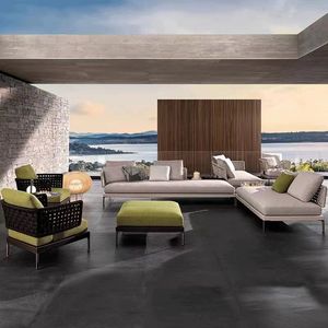 Conjunto de Sofás de Exterior de Diseño Nórdico en Aleación de Aluminio con Mimbre de Cuerda Dividida Oly para <span class=keywords><strong>Terraza</strong></span>, Patio, Jardín, Balcón y Solárium - Product Image 2