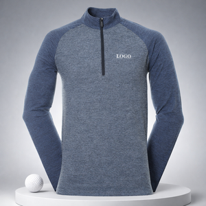 Haut d'entraînement athlétique en maille légère de haute qualité, à fermeture éclair sur le devant, personnalisé, à manches longues, pull de sport, sweat-shirt de golf - Product Image 1