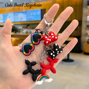 Cool Bear & Sunglasses Fashion 3D Sunglasses Bear Bead Keychains Bulk Mini Rubber Charms Bag Accessories Keychain Brand Bags