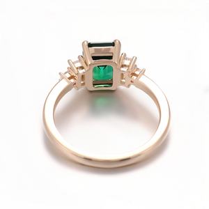 Anneaux de mode en or jaune 18K 14K 10K avec pierres précieuses émeraude certifiées GRC, nouveau design personnalisé, bijoux en or massif, bague de fiançailles pour femmes - Product Image 3