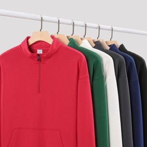 Service OEM d'usine : Sweat à capuche uni zippé personnalisé en polaire 700 g/m² pour homme, manches classiques, automne-hiver - Product Image 2
