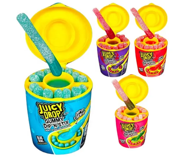 Juicy drop gummy stick sour sweet dipping gel candy