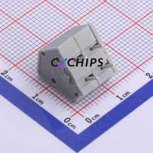 XY111B-5.08-2P Spring Terminal Block Through hole Component (THT),P=5.08mm Connector 1x2P 5.08mm Gray 2P - Product Image 2