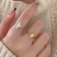 Bague Étoile Simple Style INS Tendance et Élégante pour Femme, en Cuivre Électroplaqué, Design Original, Idéale pour le Bureau ou les Fêtes, Cadeau Parfait