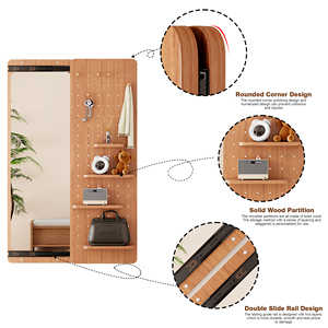 Wall Mounted Full Length <b>Mirror</b> 47.6 x 15.5 Inch Multi Functional Design Panel Space Saving Push Pull Door - Product Image 5