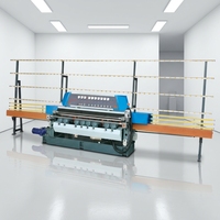 Machine de polissage automatique à commande PLC avec 9 meules pour le chanfreinage en ligne droite des bords de miroirs