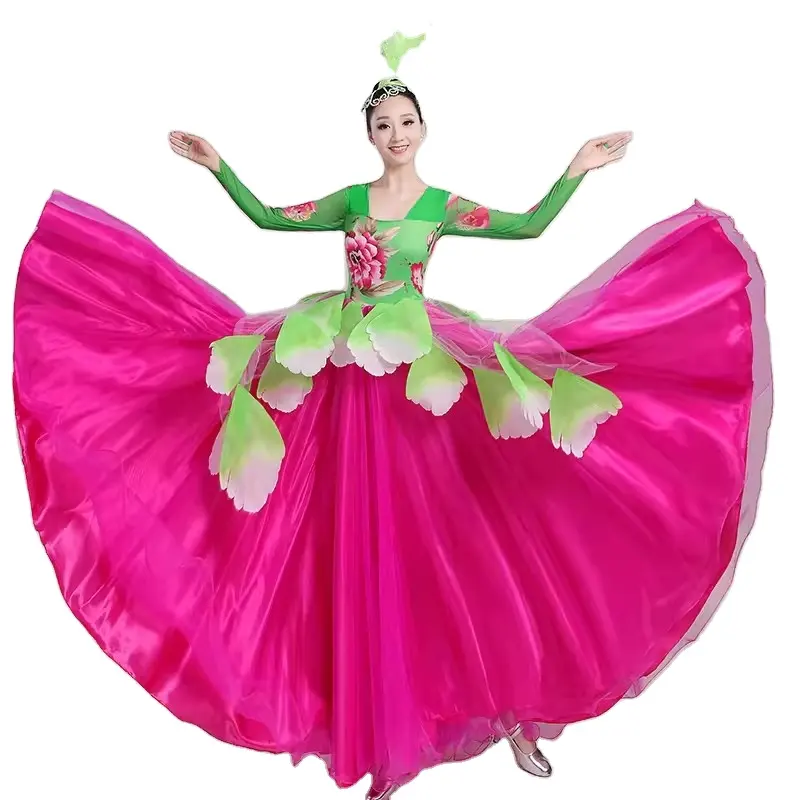 Apertura baile gran columpio falda actuación vestido estampado Saree 2020 nuevo adulto atmosférico Dancewear coro ropa Falda larga