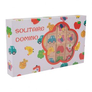 28 pièces de jouets éducatifs en bois colorés avec un design d'animaux mignons, jeu de dominos pour enfants, blocs de dessins animés - Product Image 6