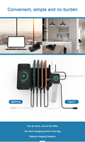 Estación de carga USB portátil de 9 puertos 150W Smart Qi Cargador rápido inalámbrico Soporte Multifunción Base de escritorio para computadoras portátiles móviles