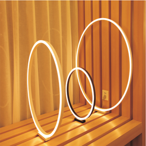 Kreisförmige LED-Tischlampe Schlafzimmer Büro Moderne Acryl-Ringlampe Metall-Tischleuchte mit Touch-Funktion 12W Licht mit USB-Anschluss - Product Image 6