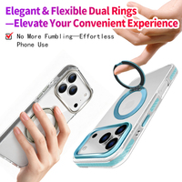 Étui magnétique ergonomique avec béquille rotative pour iPhone 16 17, coque rigide en acrylique transparent, boutons métalliques pour usage quotidien