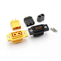 Conectores de Montaje en Panel Amass XT60NE-F, Conectores Hembra de Montaje en Panel Negros XT60NE-F para Baterías RC