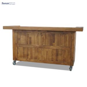 Mesa de Granja de Alta Calidad <span class=keywords><strong>con</strong></span> <span class=keywords><strong>Ruedas</strong></span> para Bodas y Eventos, <span class=keywords><strong>Mesas</strong></span> de Comedor Rústicas Francesas de Madera, Silla de Boda - Product Image 6
