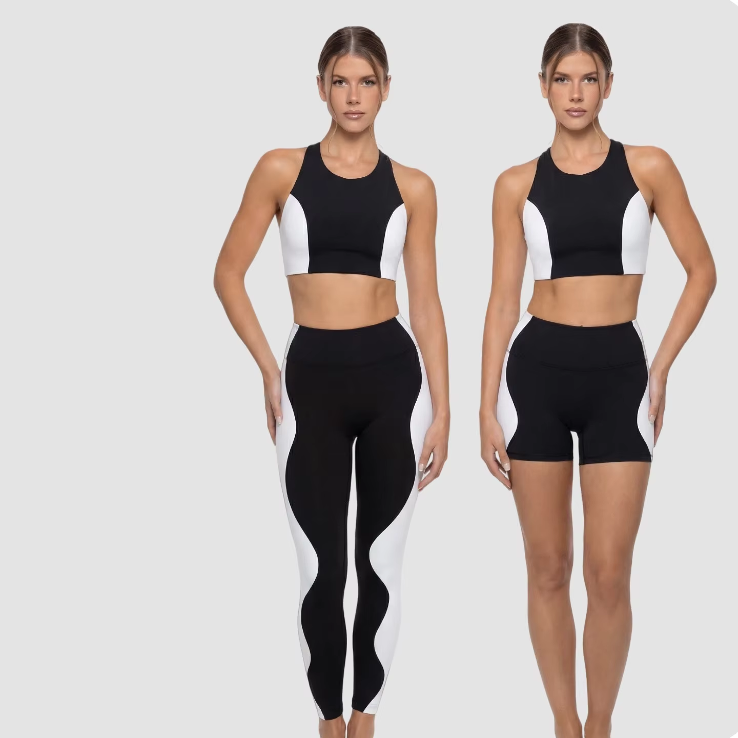 Breathable Solid for Long Fitness Suit High-End Feeling Vest-Style Beautiful Back Tight 2-Piece Set Cycling Yoga Pants Sports