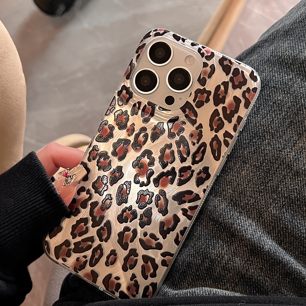 Silver Orange-Brown Leopard Print