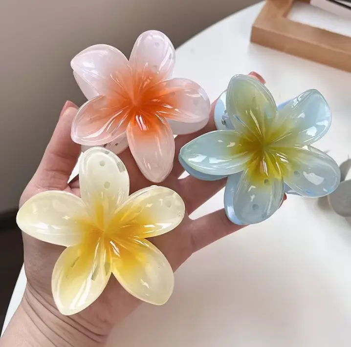 Pinzas para el pelo de flores de resina para mujeres y niñas, accesorios para el cabello