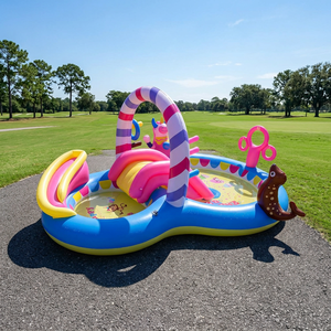 Piscine gonflable multifonctionnelle pour enfants, thème cirque, en PVC, avec <span class=keywords><strong>toboggan</strong></span> aquatique et pulvérisation d'eau, nouvelle collection Sunshine - Product Image 1