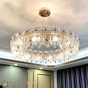 Araña de cristal de techo de cristal de altura ajustable redonda de Hotel moderno de decoración para comedor - Product Image 1