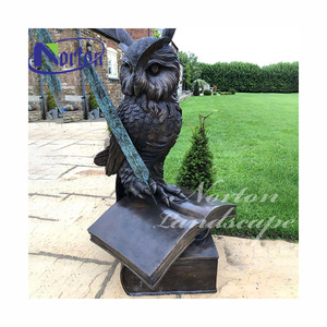 Statua da Giardino Decorativa per Esterni, Scultura di Gufo e Ramo in Ottone Bronzato, Animale Safari - Product Image 5