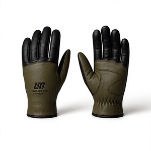 Long Mission Industry Leather Motorcycle <b>Gloves</b> Four Seasons Warm Wrist Length Sporty Outdoor Use Fur Lined Thermal Touchscreen - Product Image 1