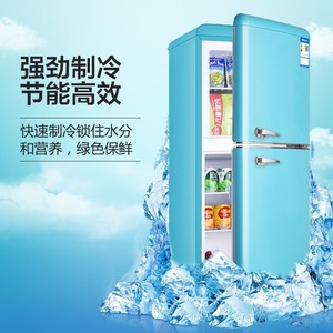 Retro Double Door <b>Refrigerator</b> 100L Manual Defrost Energy Efficient For Home Office Dormitory Mini Compact Use - Product Image 2