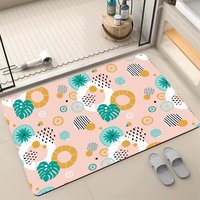 Tapis de toilette et de bain absorbant, antidérapant, à séchage rapide, avec support en PVC rembourré, personnalisable, fabriqué à la machine, respectueux de l'environnement