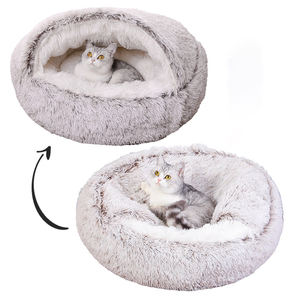 Bestseller Winter Warm Long Plüsch Flauschiger Hund Katze Donut Bett Höhle Beruhigende wasch bare Hütte mit Tier muster - Product Image 1
