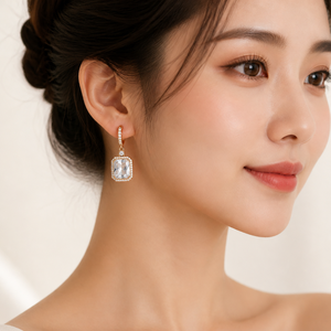 YUNCHENG <span class=keywords><strong>Gioielli</strong></span> in Argento Personalizzati, Orecchini Pendenti con Zirconi Bianchi e Dorati, <span class=keywords><strong>Gioielli</strong></span> da Sposa per Matrimonio - Product Image 4