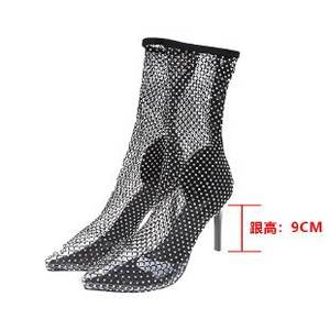 Zapatos de tacón de aguja de moda para mujer personalizados Wishbone Stocking Bling zapatos de fiesta de noche Sexy Rhinestone botines - Product Image 5
